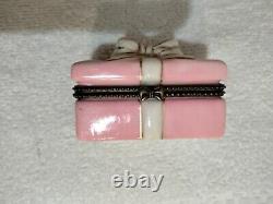 Hand Painted Vintage Porcelain Pink Limoges Trinket Box Designed As A Present