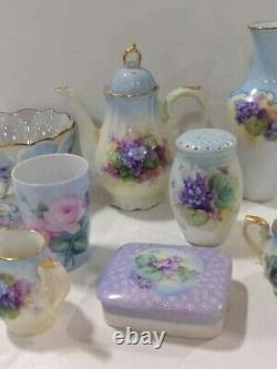 Hand Painted with Violets Porcelain Set