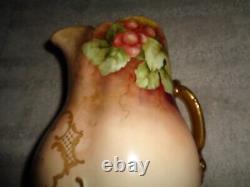 Hand painted French Limoge pitchers grapes vines Kilwinning Lodge FGAM gold hand
