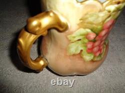 Hand painted French Limoge pitchers grapes vines Kilwinning Lodge FGAM gold hand