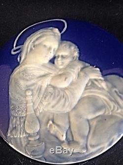 Hand painted Limoges Pate Sur Pate french Plaque Porcelain Madonna Of The Chair