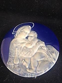 Hand painted Limoges Pate Sur Pate french Plaque Porcelain Madonna Of The Chair