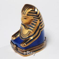 Handpainted Limoges France Trinket Box With Figural Egyptian Sphinx, Chanille