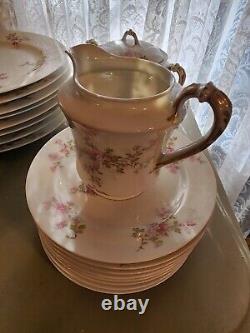 Haviland & Co Limoges Pink Wild Rose, 8 Piease Place Setting Plus Cheese Dome