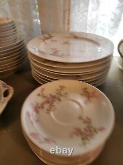 Haviland & Co Limoges Pink Wild Rose, 8 Piease Place Setting Plus Cheese Dome