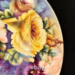 Haviland & Co Plate 11 1/4 Hand Painted K. Kimball Cabbage Roses Gold 1894-1931