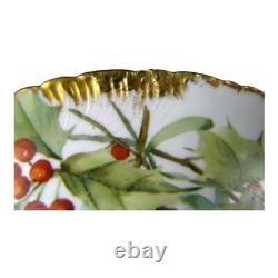 Haviland French Limoges Christmas Holly & Red Berries with Gold Cabinet Wall Plate