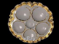 Haviland Limoges 1894-1931 White Oyster Plate Heavy Hand Painted Gold Border