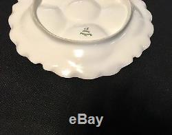 Haviland Limoges 1894-1931 White Oyster Plate Heavy Hand Painted Gold Border
