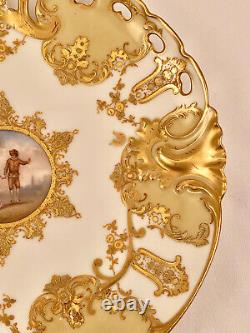 Haviland Limoges Cabinet Plate, Hand Painted, Reticulated, Richly Gilded