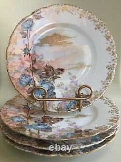Haviland Limoges Diner Plates Floral Blue Roses Set Of 4