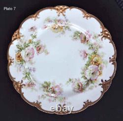Haviland Limoges Dinner Plates 7 Gold Pink Roses Blank 210