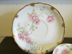 Haviland Limoges France Baltimore Rose Hand Painted Cup And Saucer