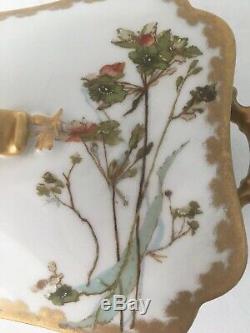 Haviland Limoges H&Co Depose Casserole Covered Dish Hand Painted Flowers & Gilt
