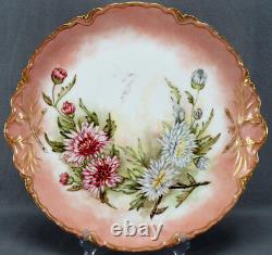 Haviland Limoges Hand Painted Chrysanthemums Double Gold 13 7/8 Inch Charger