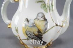 Haviland Limoges Hand Painted Fairy in Spiderweb & Finches Teapot C. 1876 1889