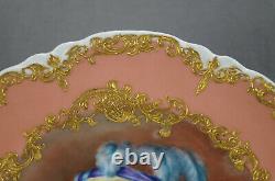 Haviland Limoges Hand Painted Marie Antoinette Pink & Raised Gold Portrait Plate