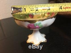 Haviland Limoges PUNCH CUP Hand Painted Pink Roses & Gold Artist Signed HENRY