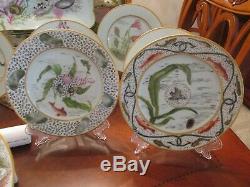 Haviland Limoges Porcelain Hand Painted Game Fish Platter & Plate Set 19th C