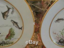 Haviland Limoges Porcelain Hand Painted Game Fish Platter & Plate Set 19th C