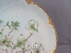 Haviland Limoges Signed BG 1899 Hand Painted Dogwood Flowers & Gold Cake Plate