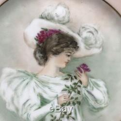 Haviland Limoges Woman Portrait Plate Hand Painted Artist Signed EMH 1901