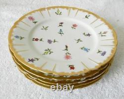 Haviland Limoges set of five hand painted plates flowers circa 1889