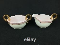 Haviland T&V Limoges Bavaria Hand-Painted Pink Gold 17-Piece Tea Set for 4