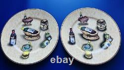 I. Godinger Limoges 8 Plate Set Dessert Hand Decorated Limoges Trinket Boxes