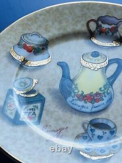 I. Godinger Limoges 8 Plate Set Dessert Hand Decorated Limoges Trinket Boxes