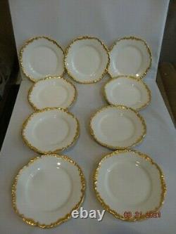 JPL Limoges France White Hand Painted Gold Plate 6.5 lot of 9