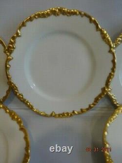 JPL Limoges France White Hand Painted Gold Plate 6.5 lot of 9