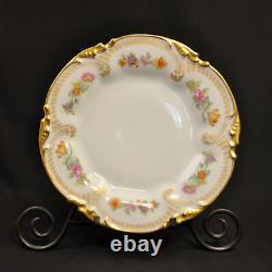 JPL Pouyat Limoges Plate 9 3/4 Hand Painted Multi-Color Floral withGold 1906-1932
