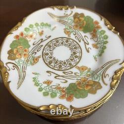 JP Limoges France Antique Floral Gold Dessert Plate Set Of 6 Circa 1851 6.5