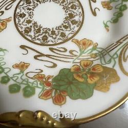 JP Limoges France Antique Floral Gold Dessert Plate Set Of 6 Circa 1851 6.5