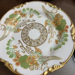 JP Limoges France Antique Floral Gold Dessert Plate Set Of 6 Circa 1851 6.5