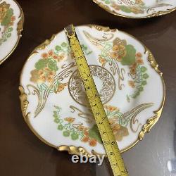 JP Limoges France Antique Floral Gold Dessert Plate Set Of 6 Circa 1851 6.5