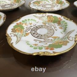 JP Limoges France Antique Floral Gold Dessert Plate Set Of 6 Circa 1851 6.5