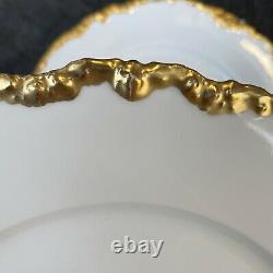 JP Limoges France Hand Painted Dinner Plates Set Of 12 Gold Rim