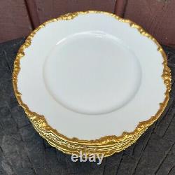 JP Limoges France Hand Painted Dinner Plates Set Of 12 Gold Rim