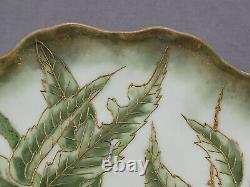 JP Limoges Hand Painted Green & Brown Chestnuts & Gold 9 1/8 Inch Plate