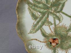 JP Limoges Hand Painted Green & Brown Chestnuts & Gold 9 1/8 Inch Plate