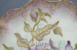 JP Limoges Hand Painted Purple Lilies Flowers & Gold 9 1/8 Inch Dinner Plate