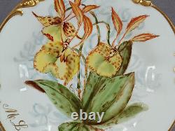 JP Limoges Hand Painted Yellow Iris & Gold Monogrammed MLS 9 5/8 Inch Plate