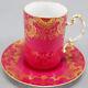 Jp Pouyat Limoges Hand Painted Cranberry Gold Floral Scrollwork Chocolate Cup A