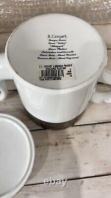 J. L. Coquet Limoges France Khazard Platinum Tea Pot Hand Painted