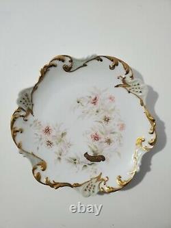 J. P. L. Jean Pouyat Limoges France Hand Painted 9.25 Gilded PLATES Set of 5