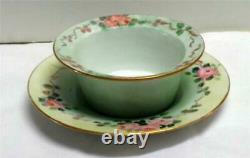 J. P. Limoges China Hand Painted with Pink Roses Ramekin and Saucer