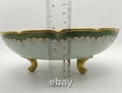 J. P. Limoges Hand-Painted Footed Bowl with Gold Accents