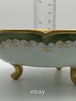 J. P. Limoges Hand-Painted Footed Bowl with Gold Accents